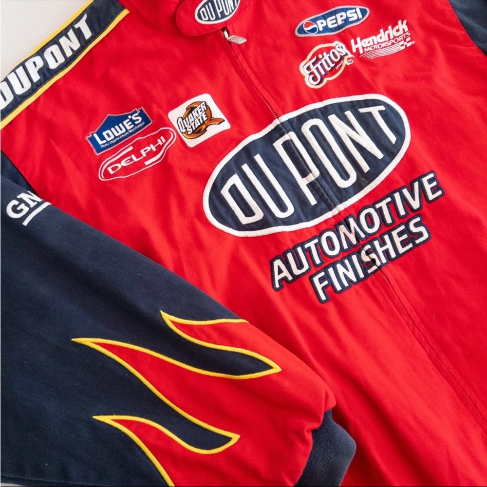 Vintage Chase Authentics Racing Jacket Mens 2XL Gordon Dupont Nascar Zip Flames